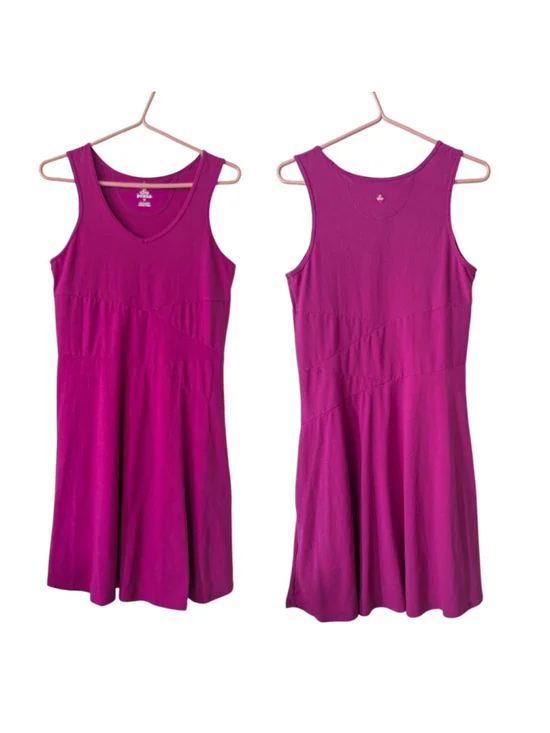 prAna Amelie Dress V-Neck Midi Magenta M Athleisure Performance Wear - Picture 2 of 11